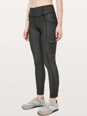 Lululemon Black Scenic Route High Rise Luon 7/8 Tight Leggings